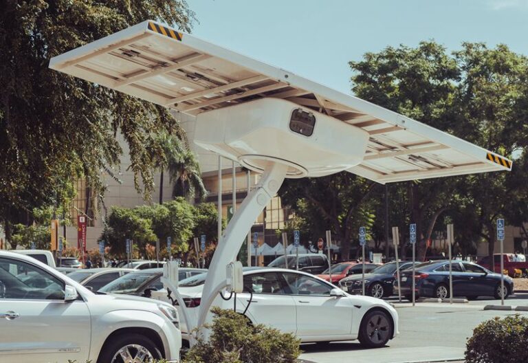 Solar-powered public charging stations charging